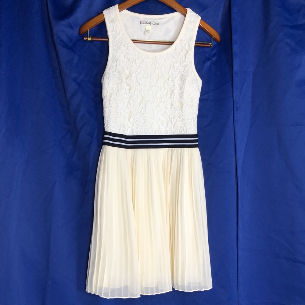 Accidentally in love cream lace dress w/pleats